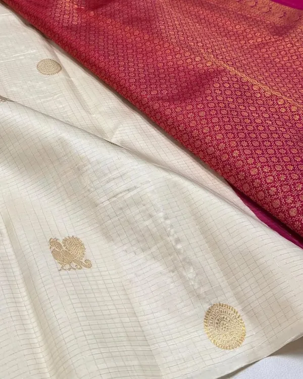 White_And_Red_Color_Latest_Add_Soft_Banarasi_Silk_Saree_with_Classy_Bloue_Piece