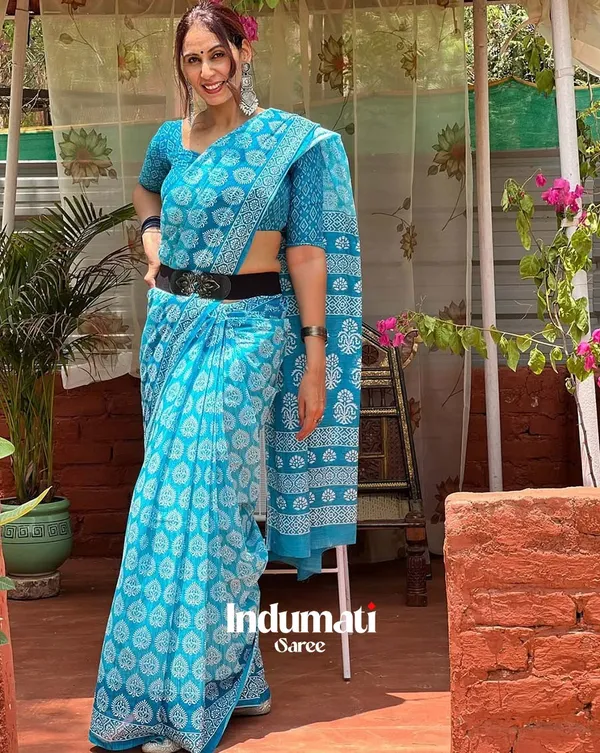 Indigo_Glow_-_Blue_Linen_Saree_with_Coordinated_Blue_Blouse_Piece