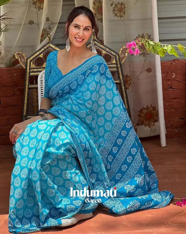 Indigo_Glow_-_Blue_Linen_Saree_with_Coordinated_Blue_Blouse_Piece