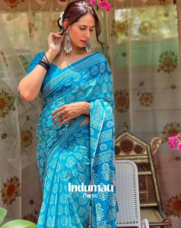 Indigo_Glow_-_Blue_Linen_Saree_with_Coordinated_Blue_Blouse_Piece