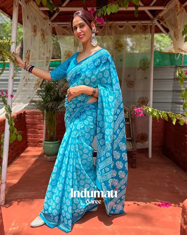 Indigo_Glow_-_Blue_Linen_Saree_with_Coordinated_Blue_Blouse_Piece