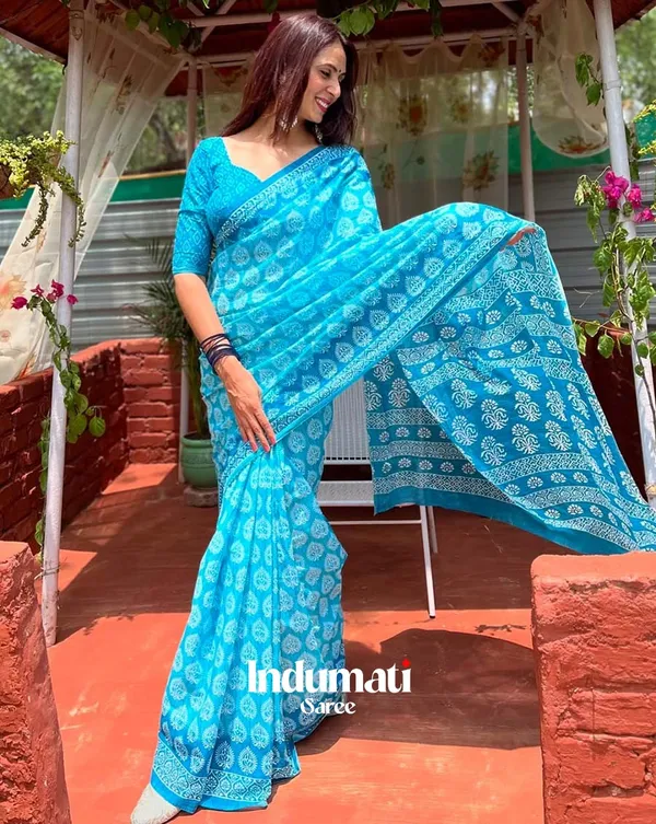 Indigo_Glow_-_Blue_Linen_Saree_with_Coordinated_Blue_Blouse_Piece