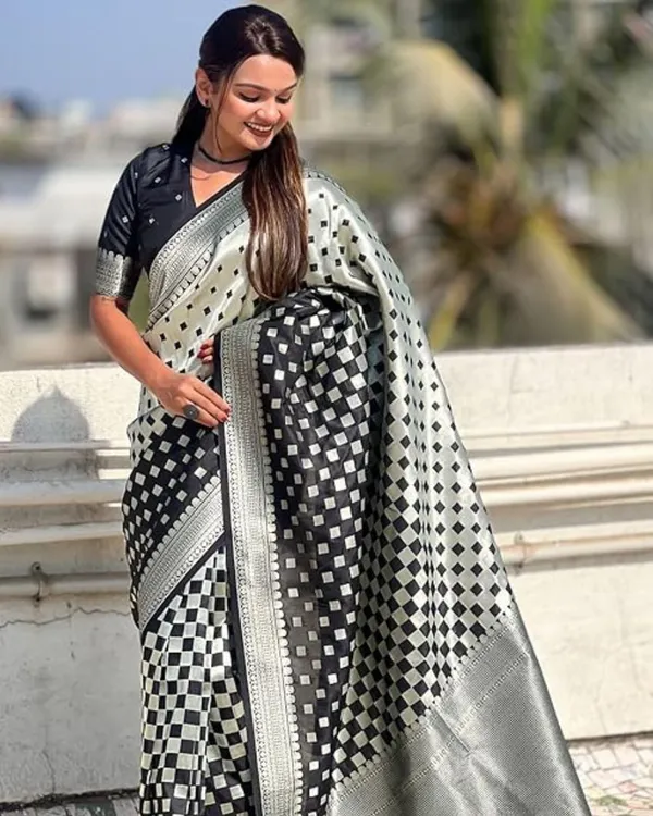 Black_Color_Recently_Added_Soft_Banarasi_Silk_Saree_with_Classy_Bloue_Piece