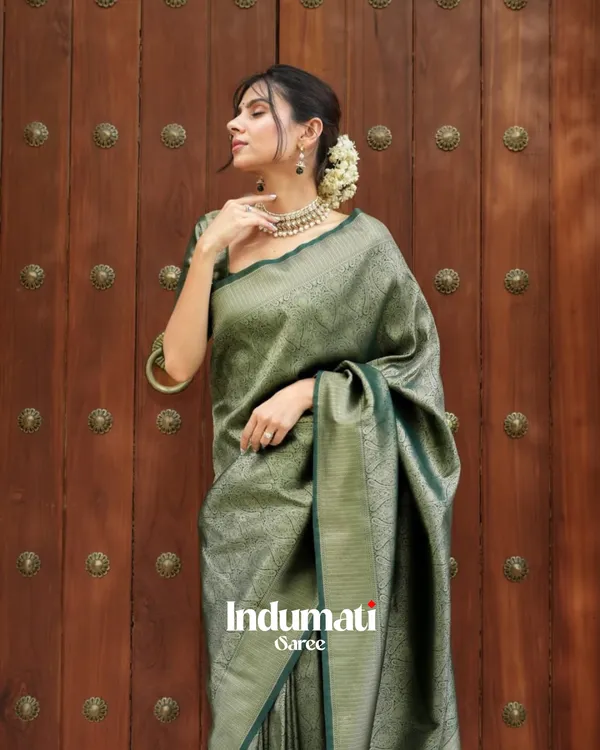 Green__Color_Recently_Added_Soft_Banarasi_Silk_Saree_with_Classy_Blouse_Piece
