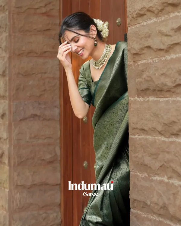 Green__Color_Recently_Added_Soft_Banarasi_Silk_Saree_with_Classy_Blouse_Piece