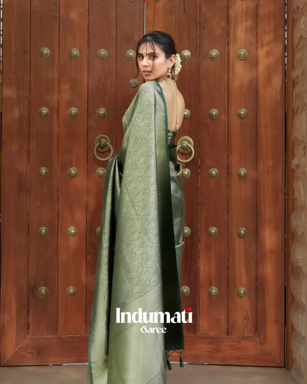 Green__Color_Recently_Added_Soft_Banarasi_Silk_Saree_with_Classy_Blouse_Piece
