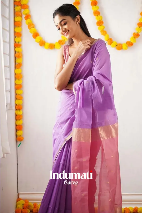 Lavender_Color_Premium_Cotton_Silk_Saree_With_Classy_Blouse_and_tassels
