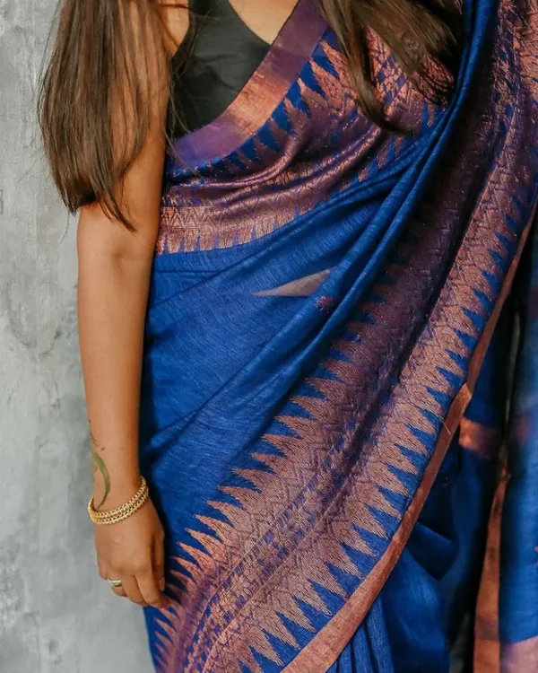 Navy_Blue_Color_Best_Seller_Soft_Banarasi_Silk_Saree_with_Classy_Bloue_Piece