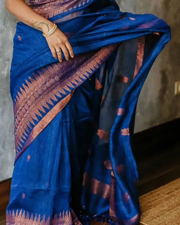 Navy_Blue_Color_Best_Seller_Soft_Banarasi_Silk_Saree_with_Classy_Bloue_Piece