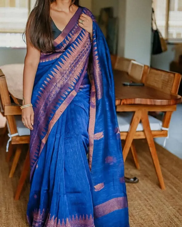 Navy_Blue_Color_Best_Seller_Soft_Banarasi_Silk_Saree_with_Classy_Bloue_Piece
