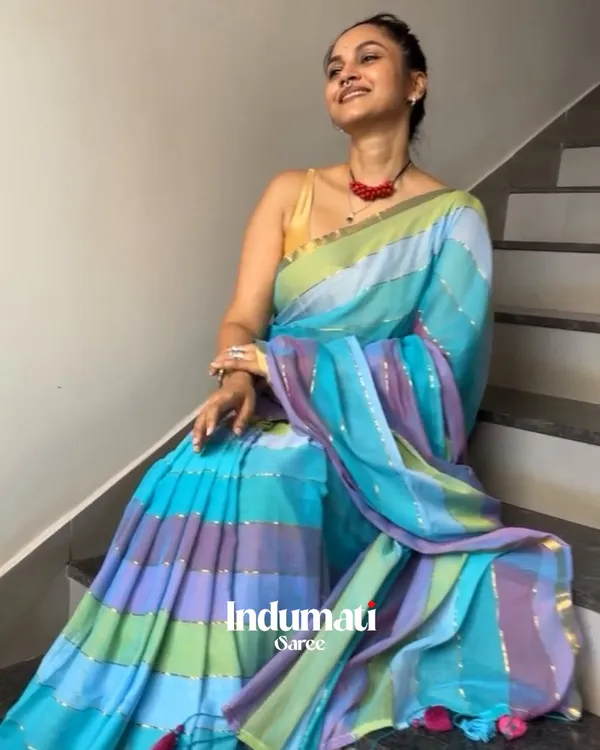 Megha_Kamal_-_Blue_&_Pink_Multi-Stripe_Saree_with_Blouse_Piece