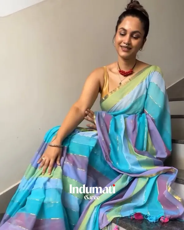 Megha_Kamal_-_Blue_&_Pink_Multi-Stripe_Saree_with_Blouse_Piece