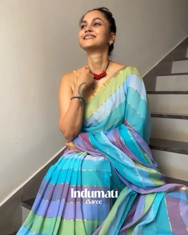 Megha_Kamal_-_Blue_&_Pink_Multi-Stripe_Saree_with_Blouse_Piece