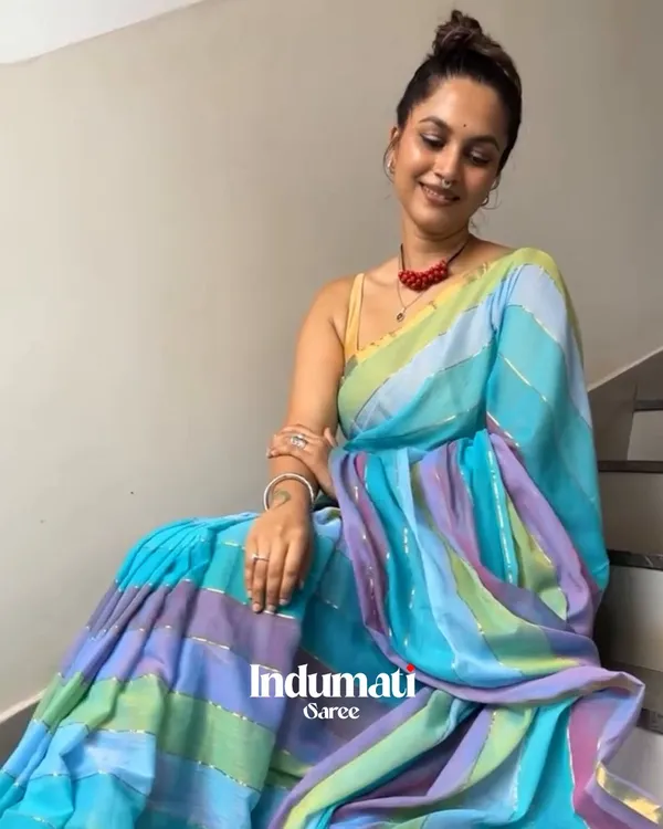 Megha_Kamal_-_Blue_&_Pink_Multi-Stripe_Saree_with_Blouse_Piece