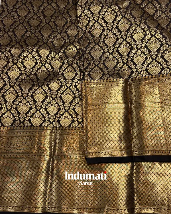 Black_Color_Just_Released_Soft_Banarasi_Silk_Saree_with_Pure_Golden_Zari_work_&_Classy_Blouse_Piece