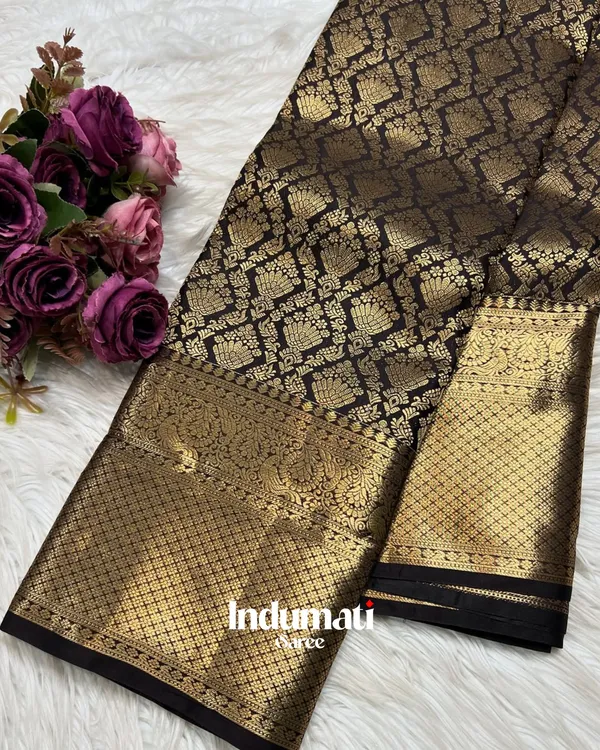 Black_Color_Just_Released_Soft_Banarasi_Silk_Saree_with_Pure_Golden_Zari_work_&_Classy_Blouse_Piece