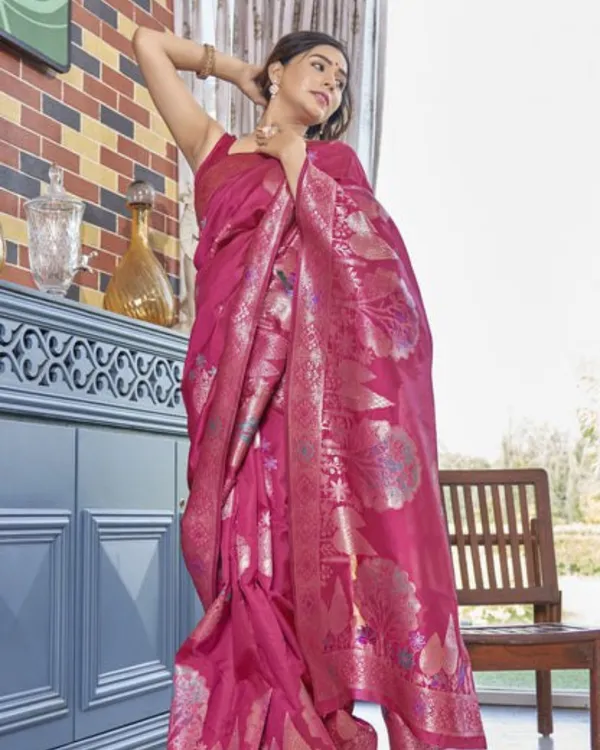 Pink_Color_Latest_Arrival_Soft_Banarasi_Silk_Saree_with_Classy_Bloue_Piece