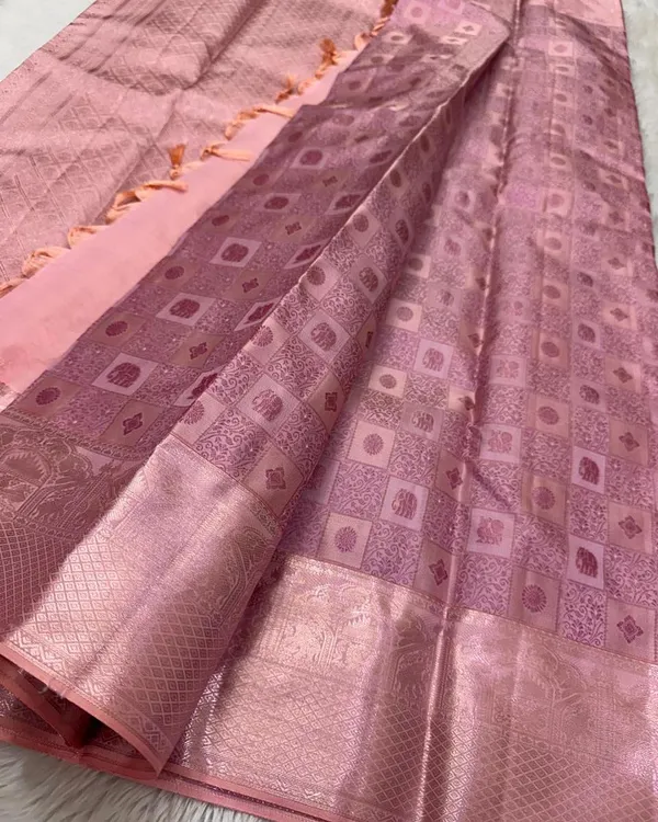 Light_Pink_Color_New_Drop_Soft_Banarasi_Silk_Saree_with_Pure_Golden_Zari_Work_&__Classy_Bloue_Piece