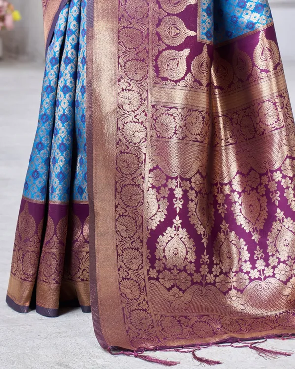 Navy_Blue__Color_Just_In_Soft_Banarasi_Silk_Saree_with_Classy_Bloue_Piece