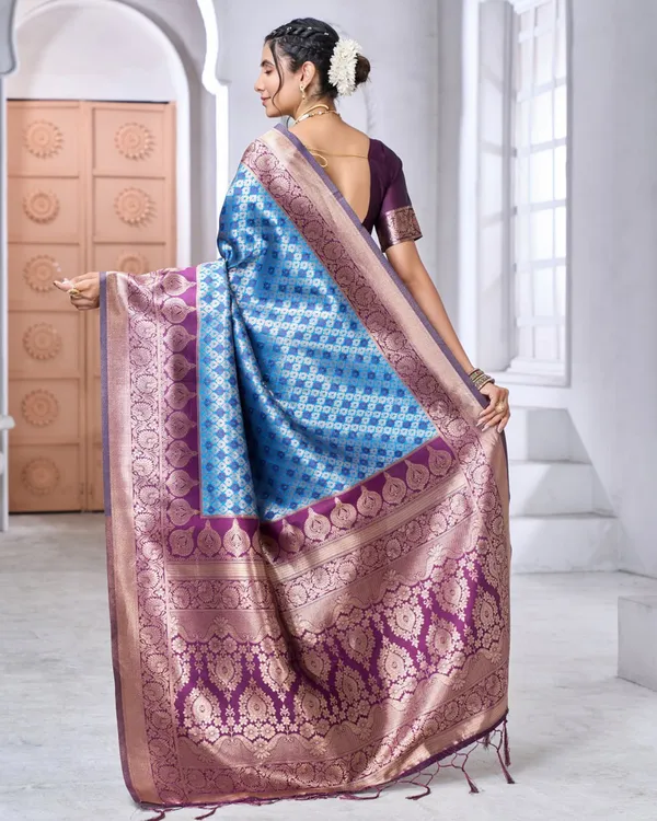 Navy_Blue__Color_Just_In_Soft_Banarasi_Silk_Saree_with_Classy_Bloue_Piece