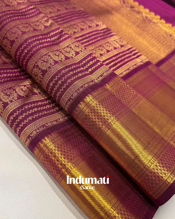 Purple_Color_Recently_Launched_Soft_Banarasi_Silk_Saree_with_Pure_Golden_Zari_work_&_Classy_Blouse_Piece