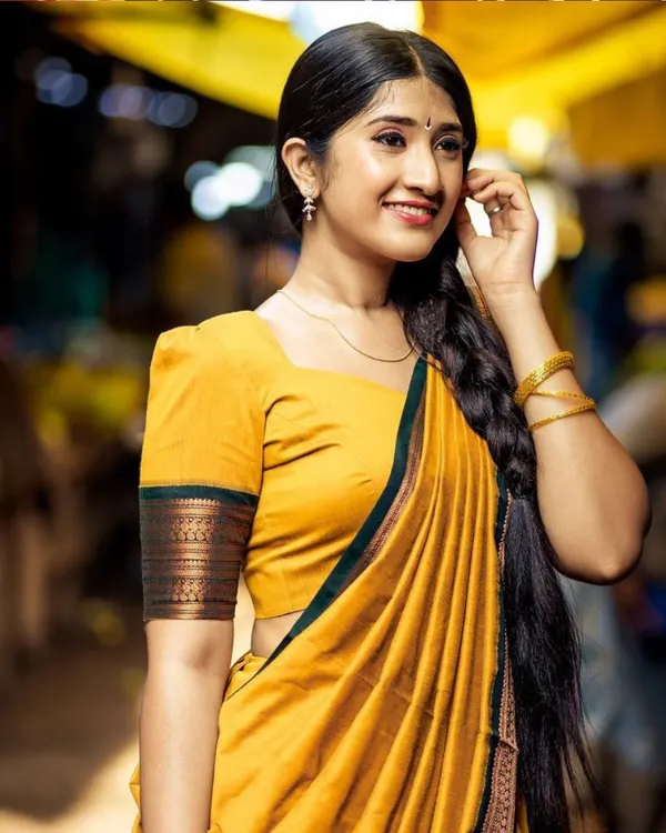 Yellow_Color_Color_Kanchipuram_Zari_Weaving_Half_Saree_With_Blouse__Silk_Dupatta