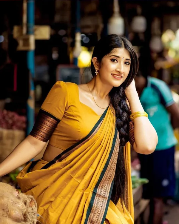 Yellow_Color_Color_Kanchipuram_Zari_Weaving_Half_Saree_With_Blouse__Silk_Dupatta