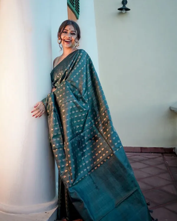Bottle_Blue_Color_Most_Wanted_Soft_Banarasi_Silk_Saree_with_Classy_Bloue_Piece