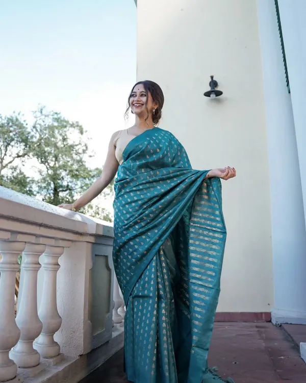 Bottle_Blue_Color_Most_Wanted_Soft_Banarasi_Silk_Saree_with_Classy_Bloue_Piece