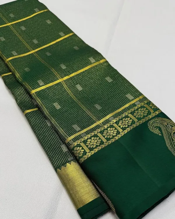 Green_Color_Best_Seller_Soft_Banarasi_Silk_Saree_with_Pure_Golden_Zari_Work_&_Classy_Bloue_Piece