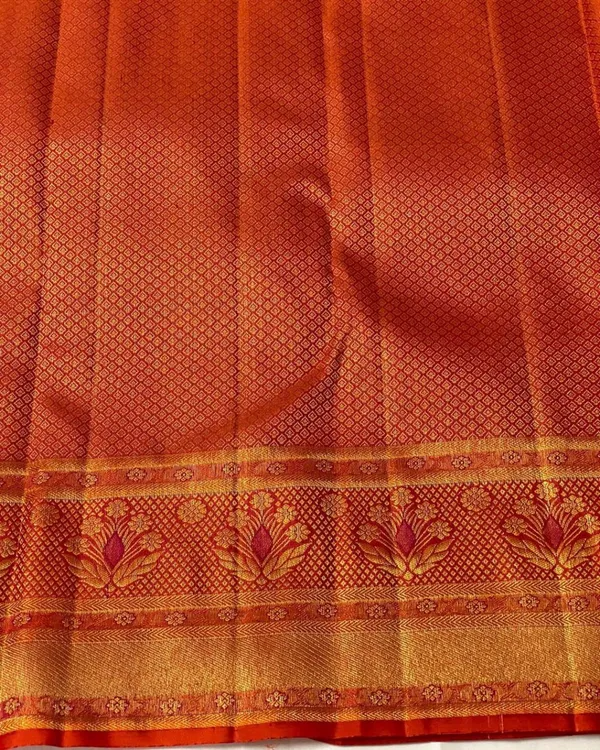 Orange_Color_Hot_Right_Now_Soft_Banarasi_Silk_Saree_with_Pure_Golden_Zari_Work_&_Classy_Bloue_Piece
