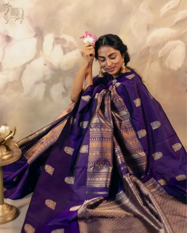 Purple_Color_Latest_Arrival_Soft_Banarasi_Silk_Saree_with_Classy_Bloue_Piece