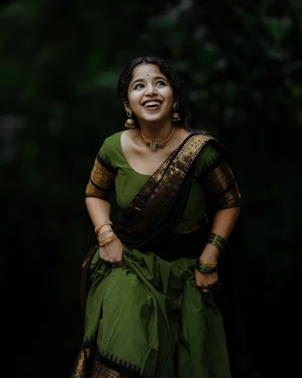 Black_And_Green__Color_Kanchipuram_Zari_Weaving_Half_Saree_With_Blouse__Silk_Dupatta