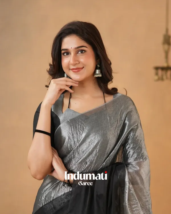 Black_&_Silver_Tissue_Cotton_Saree_with_Blouse_Piece