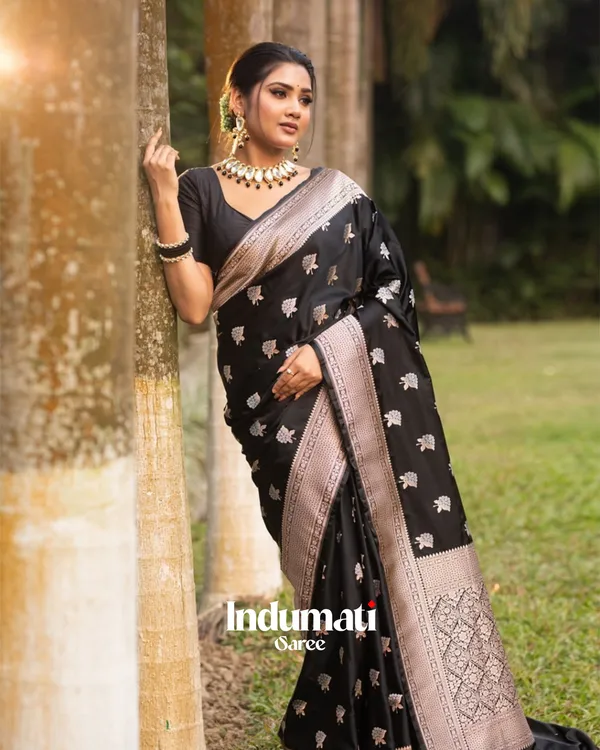 Black_Color_Best_Seller_Soft_Banarasi_Silk_Saree_with_Classy_Blouse_Piece