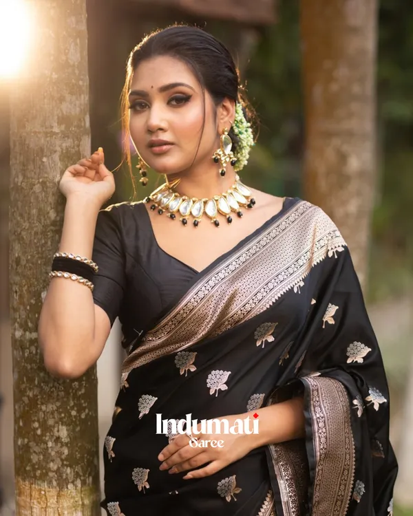 Black_Color_Best_Seller_Soft_Banarasi_Silk_Saree_with_Classy_Blouse_Piece