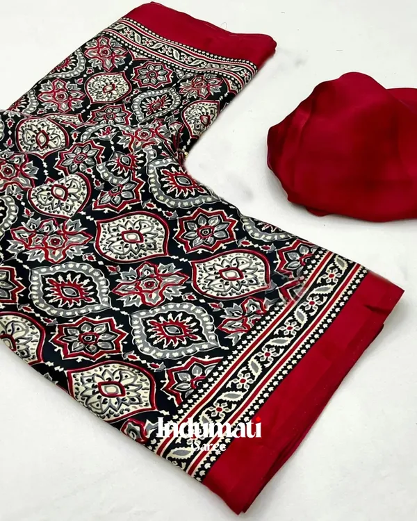 Majestic_Black_and_Maroon_Ajrakh_Printed_Soft_Modal_Silk_Natural_Printe_Saree_with_Blouse_Piece