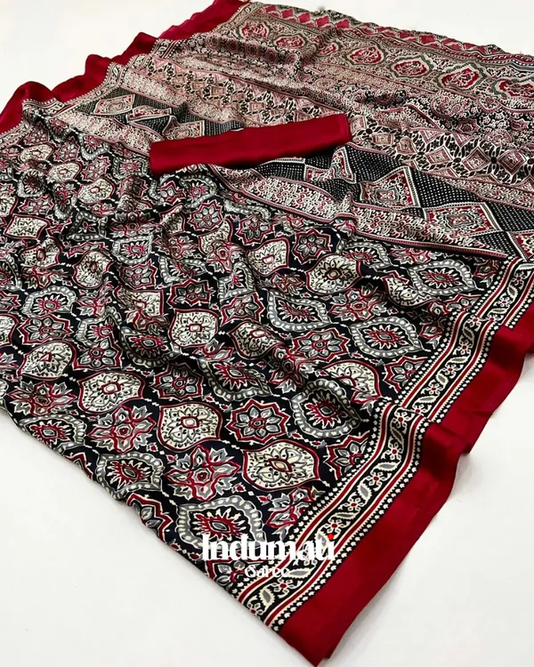 Majestic_Black_and_Maroon_Ajrakh_Printed_Soft_Modal_Silk_Natural_Printe_Saree_with_Blouse_Piece