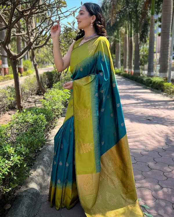 Parrot_Green_And_Navy_Blue_Color_Recent_Release_Soft_Banarasi_Silk_Saree_with_Classy_Bloue_Piece
