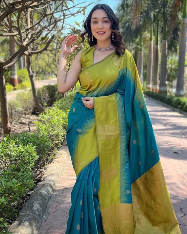 Parrot_Green_And_Navy_Blue_Color_Recent_Release_Soft_Banarasi_Silk_Saree_with_Classy_Bloue_Piece
