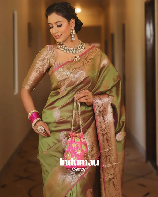 Green__Color_Recently_Added_Soft_Banarasi_Silk_Saree_with_Classy_Blouse_Piece