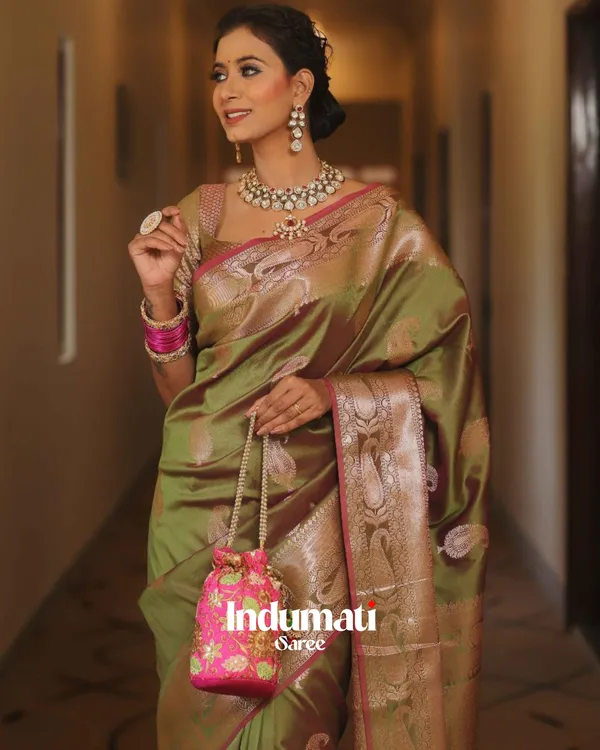 Green__Color_Recently_Added_Soft_Banarasi_Silk_Saree_with_Classy_Blouse_Piece