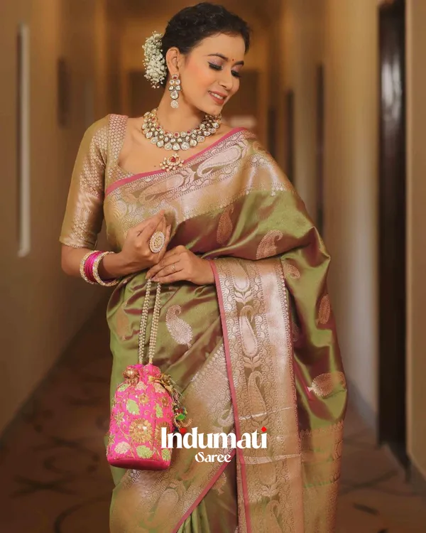 Green__Color_Recently_Added_Soft_Banarasi_Silk_Saree_with_Classy_Blouse_Piece