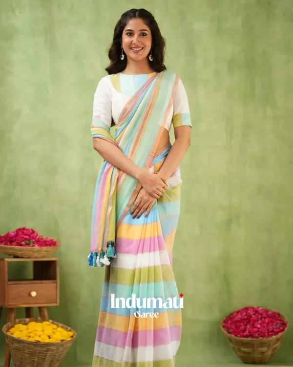 Pastel_Multicolor_Striped_Mulmul_Cotton_Saree_Saree_with_Blouse_Piece