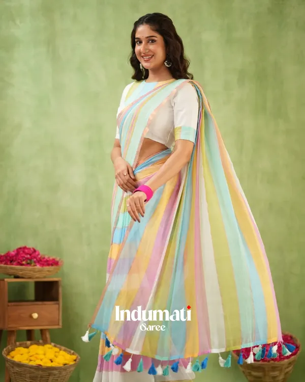 Pastel_Multicolor_Striped_Mulmul_Cotton_Saree_Saree_with_Blouse_Piece