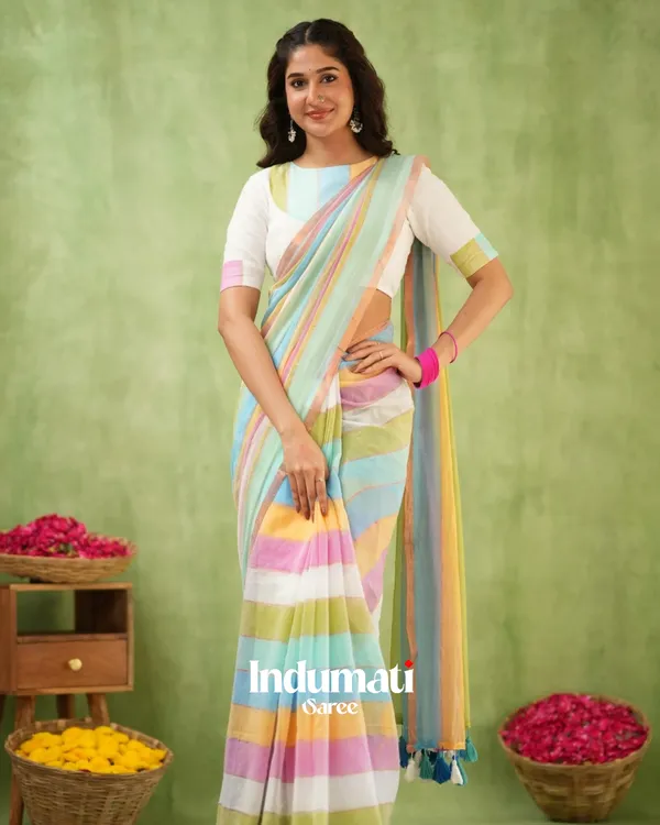 Pastel_Multicolor_Striped_Mulmul_Cotton_Saree_Saree_with_Blouse_Piece