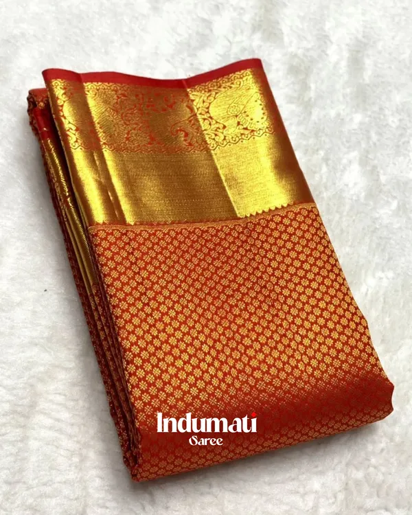 Red_Color_Exclusive_Soft_Banarasi_Silk_Saree_with_Pure_Golden_Zari_work_&_Classy_Blouse_Piece