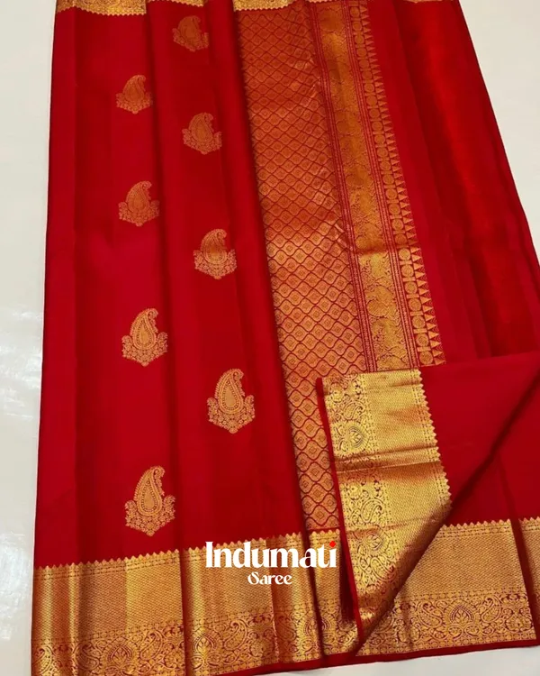 Red_Color_Latest_Arrival_Soft_Banarasi_Silk_Saree_with_Pure_Golden_Zari_work_&_Classy_Blouse_Piece