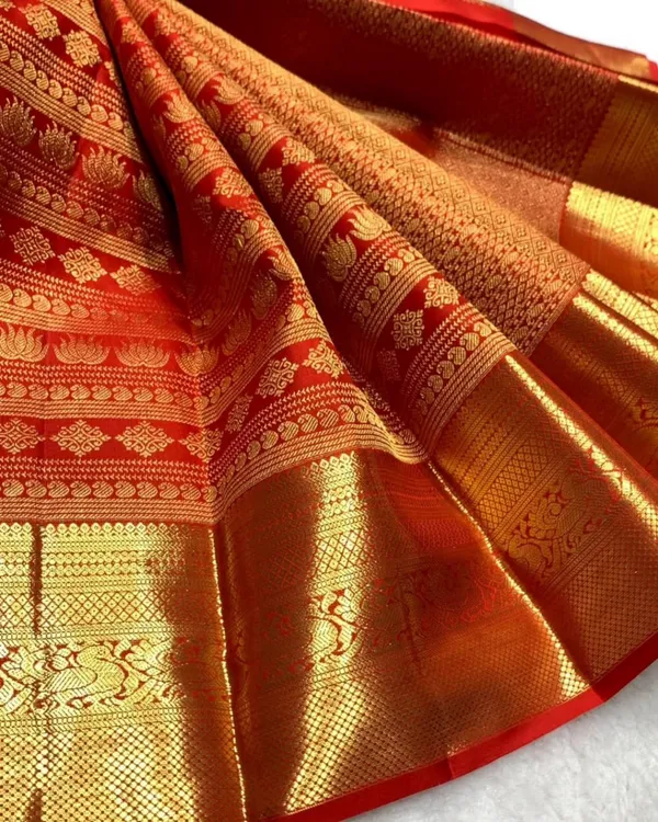 Red_Color_Luxury_Edition_Soft_Banarasi_Silk_Saree_with_Pure_Golden_Zari_Work_&__Classy_Bloue_Piece