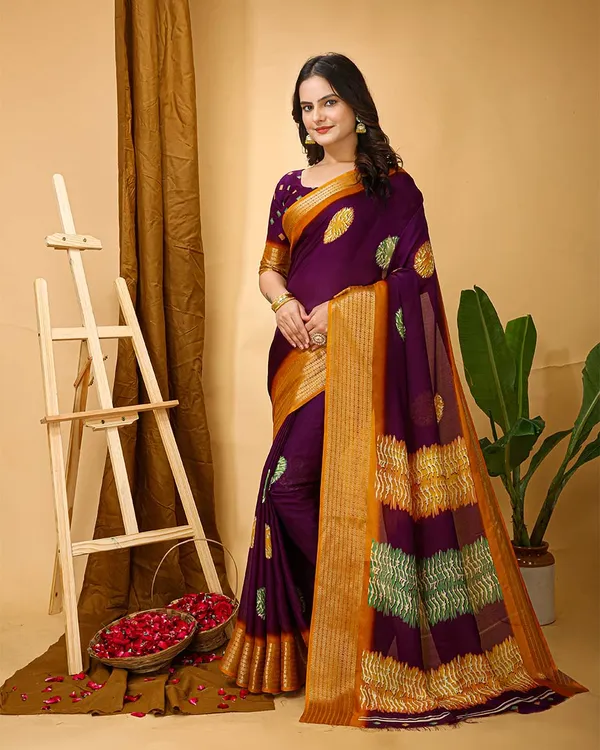 Purple_Color_Latest_Design_Dola_Silk_Saree_with_Blouse_Piece